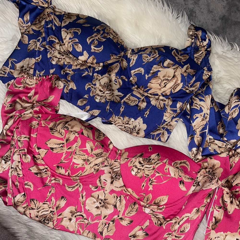 2 NEW floral, silk corsets! Size medium!!